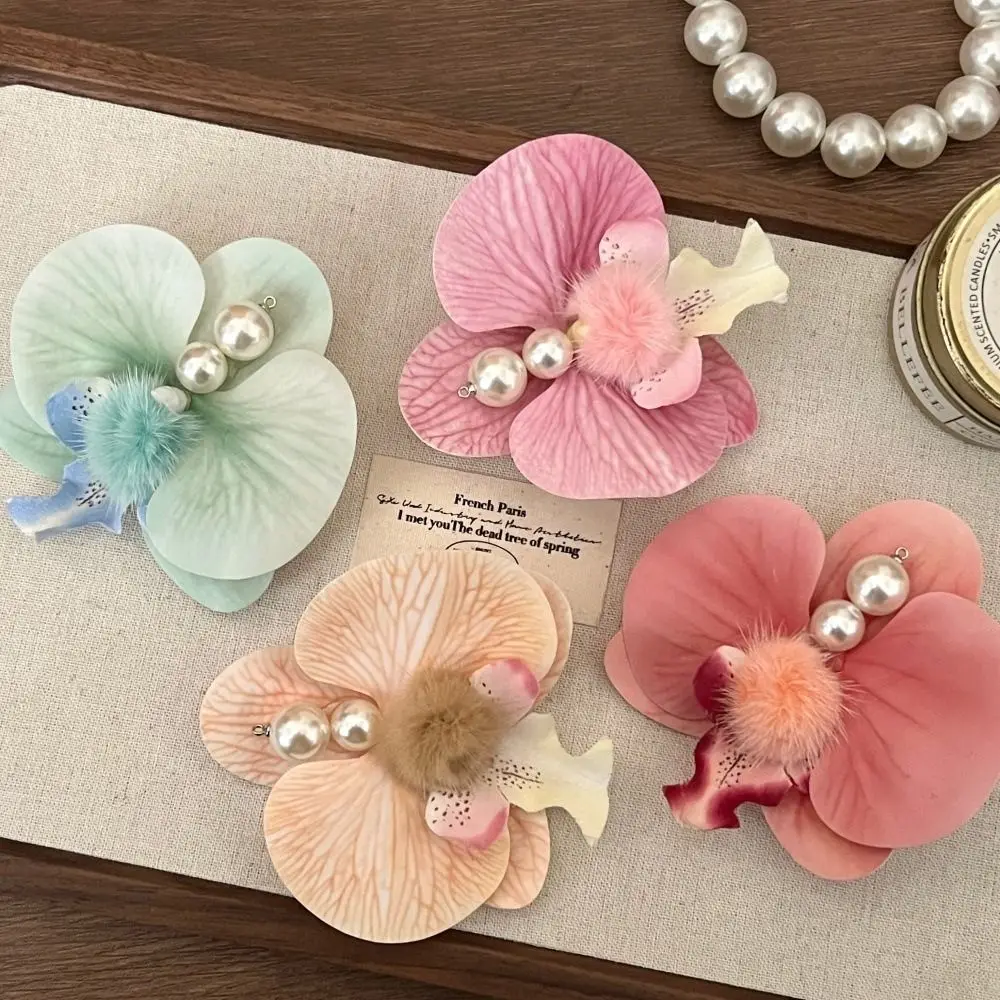 

Pearl Orchid Flower Hairpin Butterfly Orchid Sweet Bohemia Barrettes Hair Accessories Korean Style Seaside Vacation Headwear