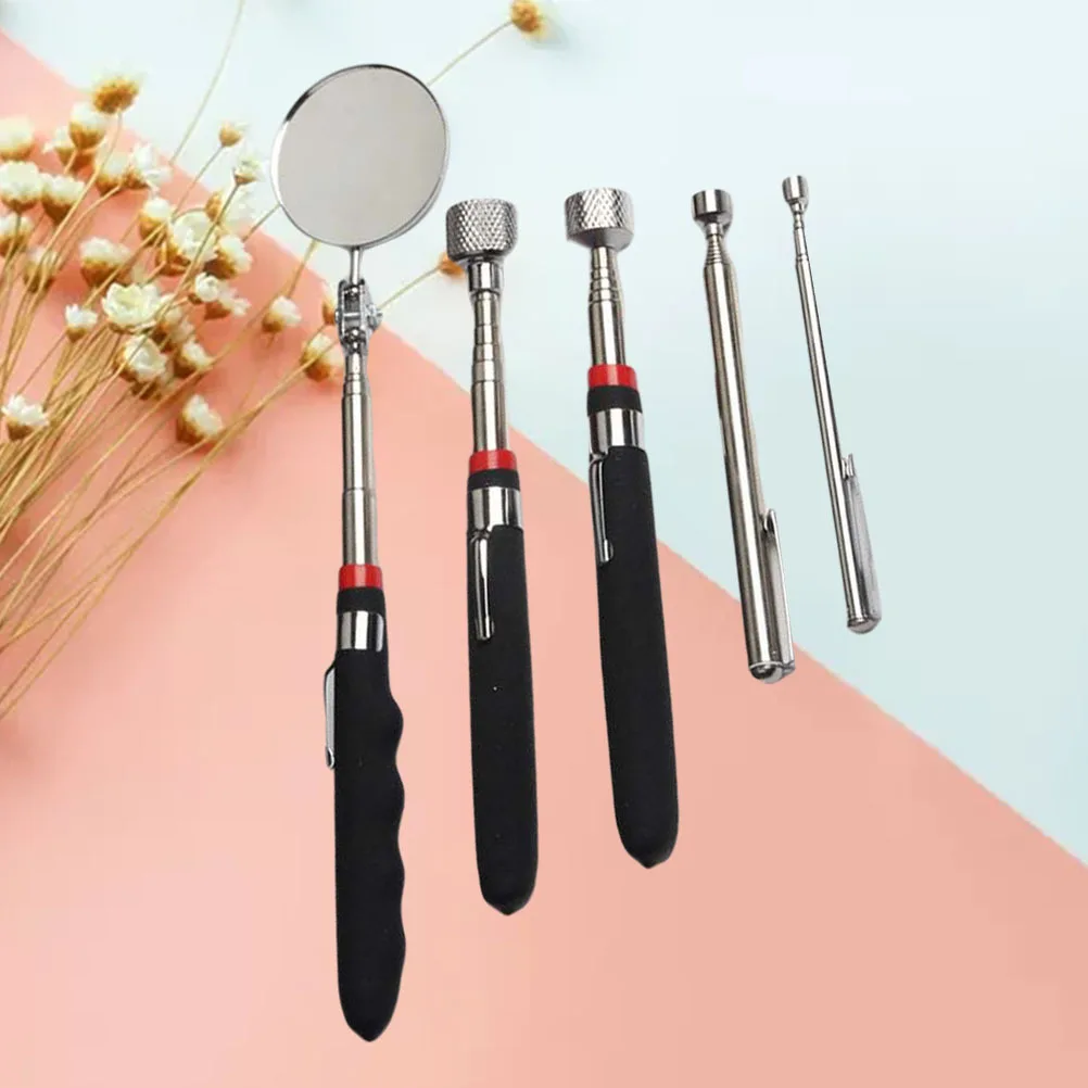 5 peças 50mm espelho de inspeção de carro telescópico flexível ferramenta de detecção alça de borracha para reparo de automóveis eletrônicos de construção naval