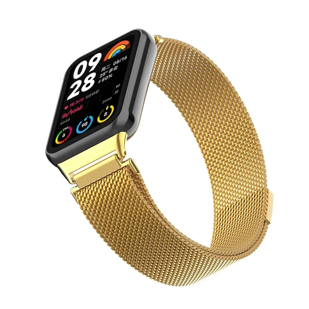 Correa de bucle milanés para Xiaomi Mi Band 9 8 Pro pulsera magnética de acero inoxidable para Redmi Watch 4 5 accesorios de cinturón
