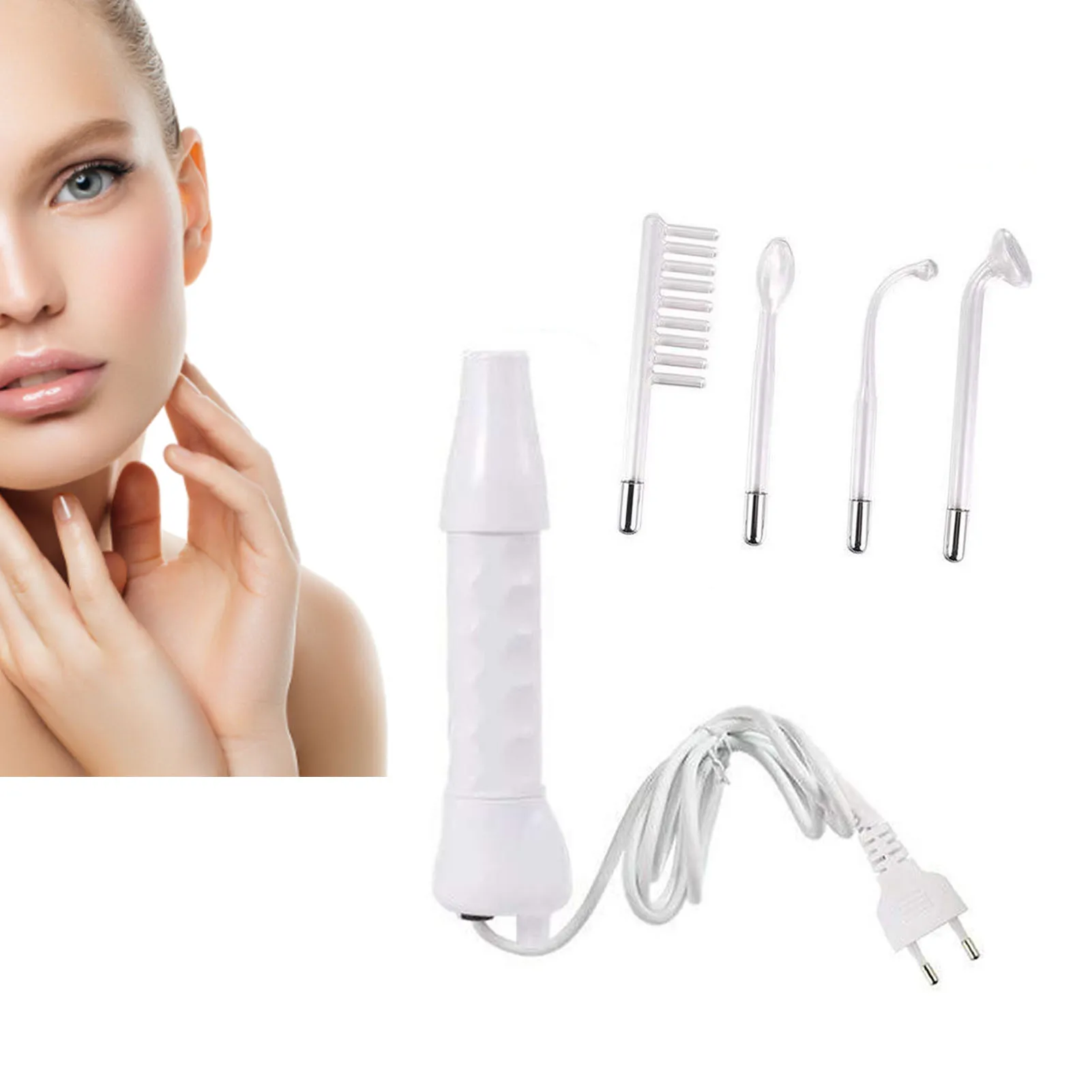 Skin Therapy Wand High Frequency Comb Tube Mite Removal Acne Treatment Facial Machine for Facial Care Plastic Glass