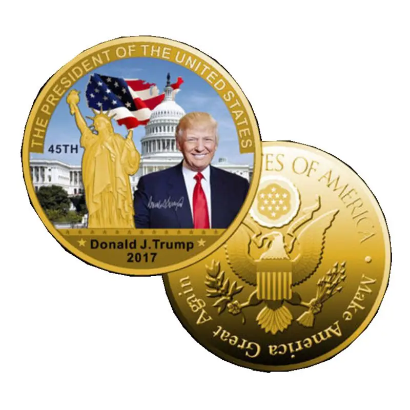 

45th President of the United States of America Trump Commemorative Coin Star Spangled Banner Silver Coin Freedom Eagle Badge