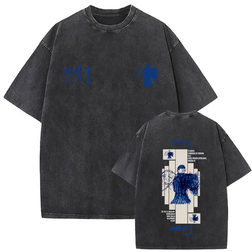 

Washed Vintage Rapper Milo J 111 Album Graphic T-shirt Men Women Hip Hop Fashion Pop Music T Shirts Male Oversized Streetwear
