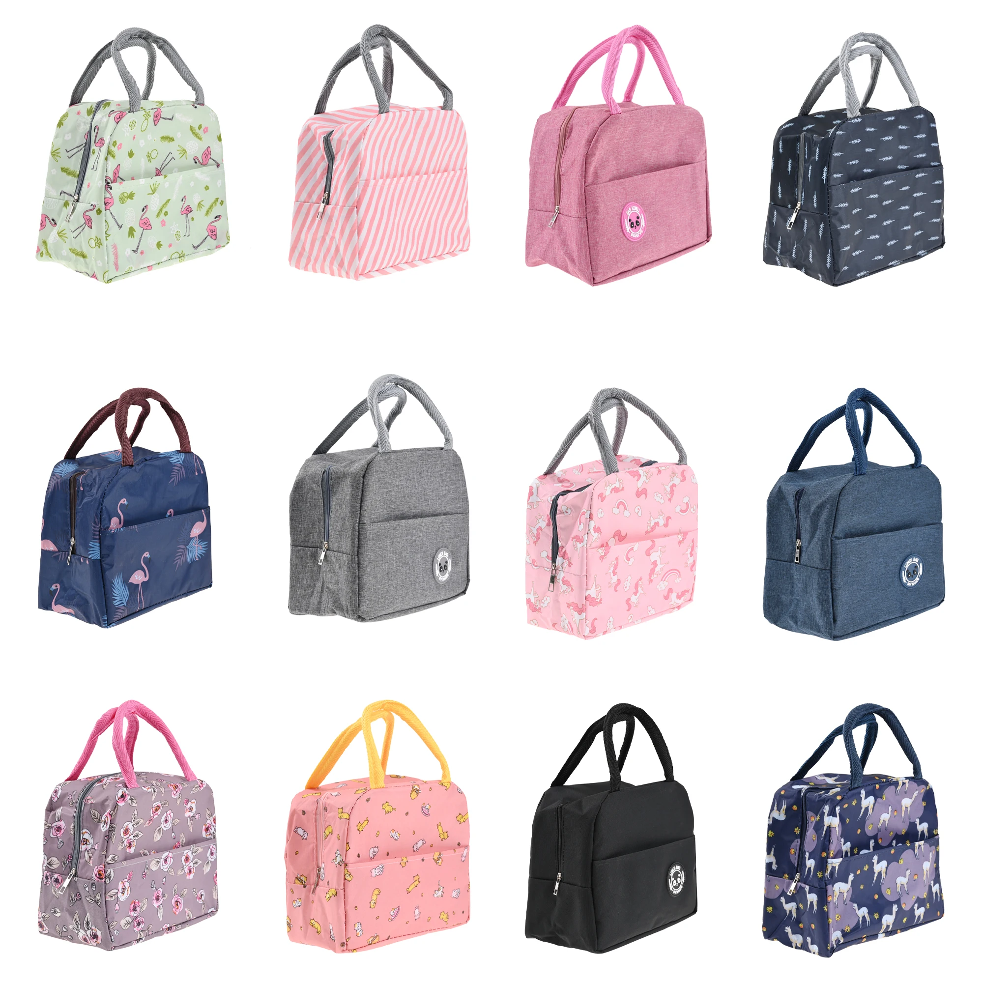 Zipper Thermal Lunch Dinner Bag Canvas Handbag Picnic Cooler Bag Breakfast Box School Children Lunch Storage Tote Food Bag