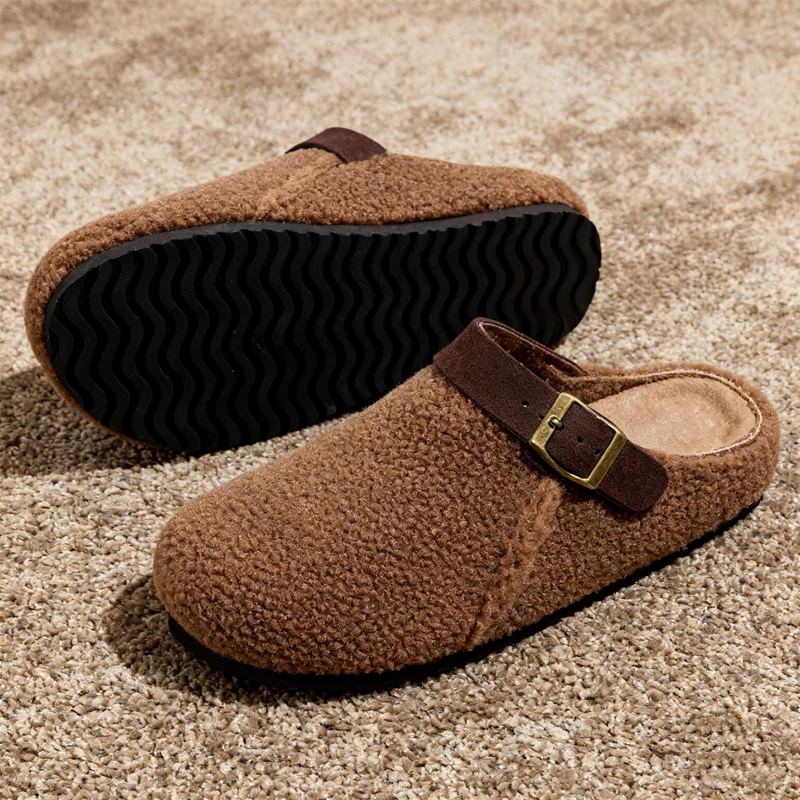 Litfun Women's Winter Fluffy Slippers With Arch Support, Anti-Slip Indoor Outdoor Slides, Adjustable Buckle_voghion.com