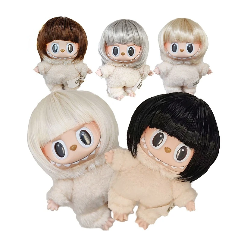 

Wig for 17cm Labubu Vinyl Doll Gen1-3 Cute Ear-Length Bob Hair Short Bobcut Headwear for Labubu Doll Charms Labubu Accessories