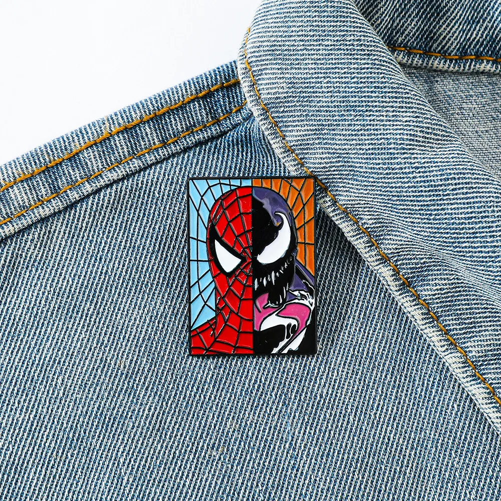 Disney Stitch Spider-Man Venom Enamel Pin Brooch Punk Metal Classic Lapel Clothes Sweater Custom Fashion Jewelry Hallowmas Gifts