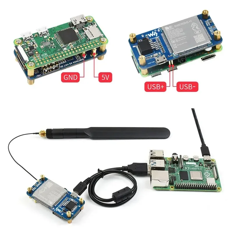 Raspberry beri Pi SIM7600G-H topi 4G (B) papan ekspansi mendukung LTE kucing-4 4G 3G 2G GNSS Positioning Global untuk Raspberry Pi Zero W