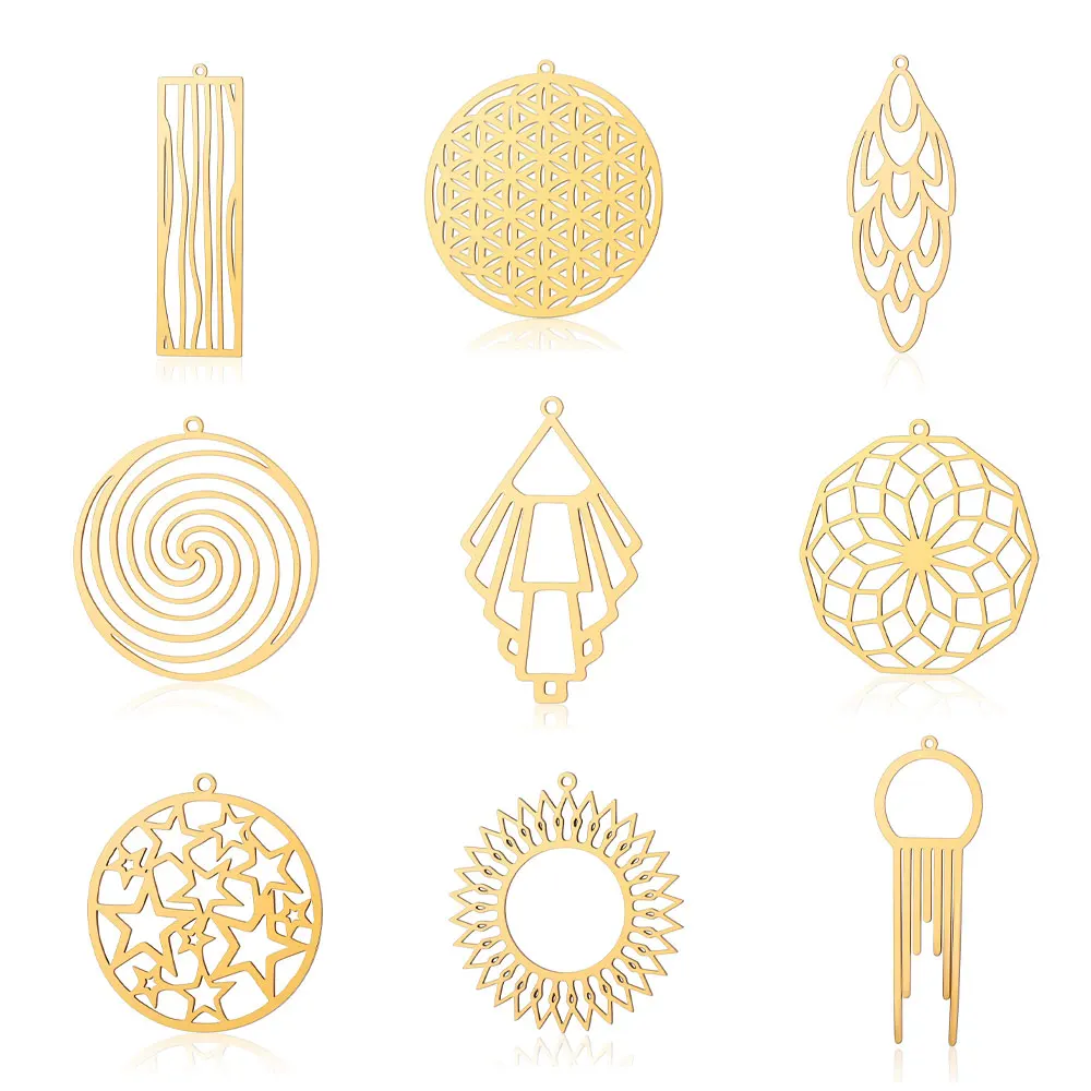 3ชิ้น/ล็อตโลตัสสแตนเลส DIY Charm จี้ขายส่ง Dancer Swirl ดอกไม้ชีวิตเครื่องประดับหาต่างหูทำคุณภาพสูง