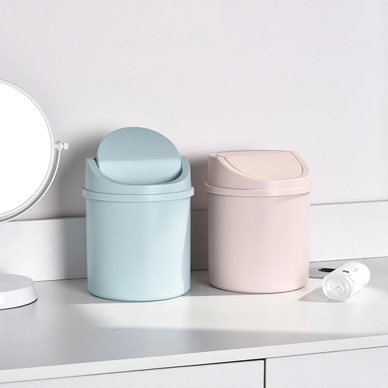 1PC น่ารัก Mini Creative Household Desktop Bin ถังขยะพร้อมฝาครอบห้องนอนถังขยะขยะสําหรับ Office Workspace กล่องเก็บ