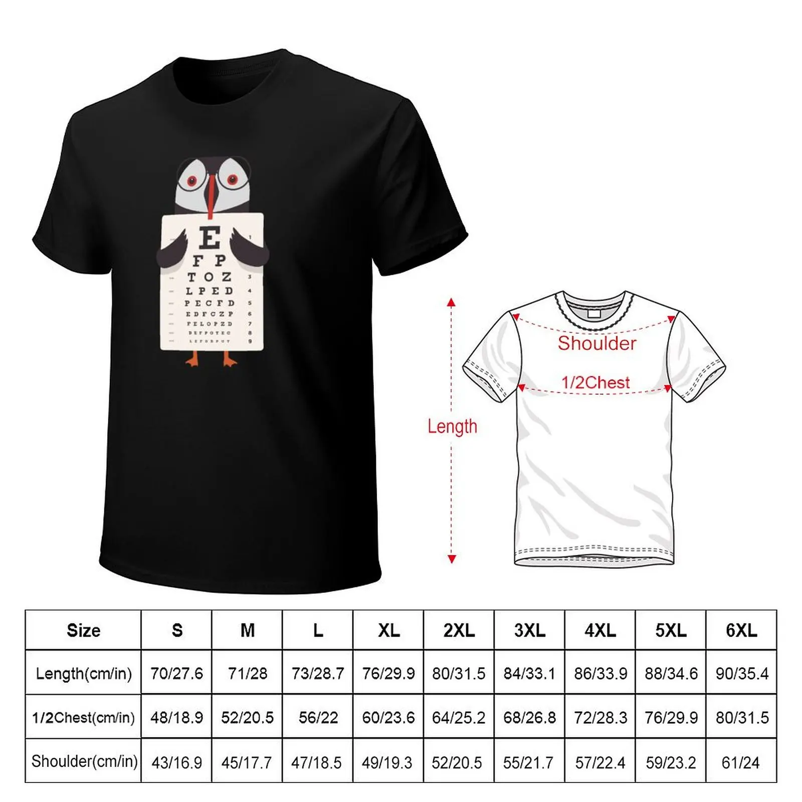 Penguin eye chart, eye test T-Shirt Streetwear Print Tee Shirt