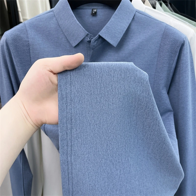Original Herren Langarm-Poloshirt, schnelltrocknend, atmungsaktiv, mit Revers und Knöpfen, exquisiter Buchstabendruck, Herbst-Freizeit-Sportbekleidung für Herren – Detail 6