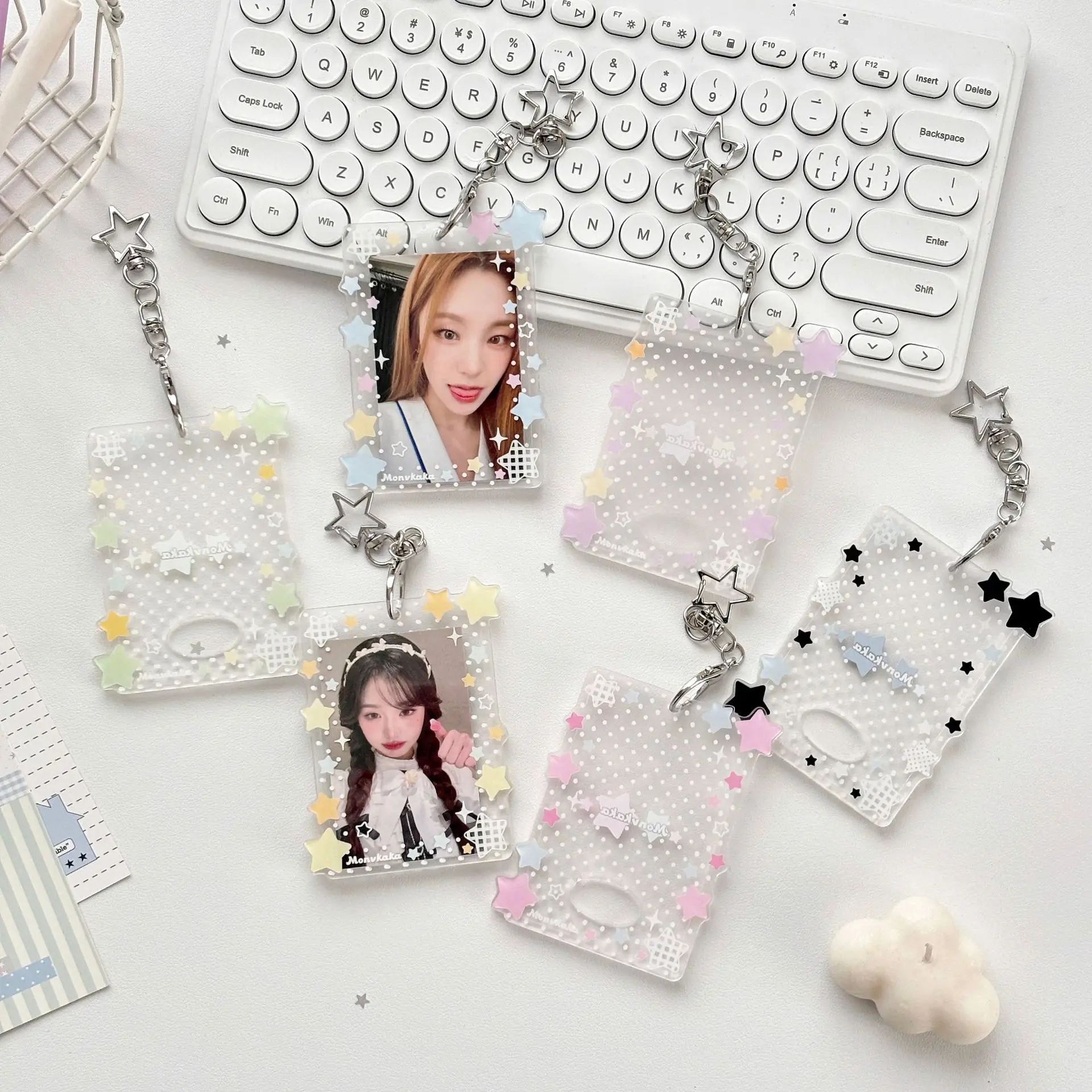 

Polka Dot Star Acrylic Card Holder Kpop Photocard Case 3 Inch Photocard Sleeve Polaroid Card Cover