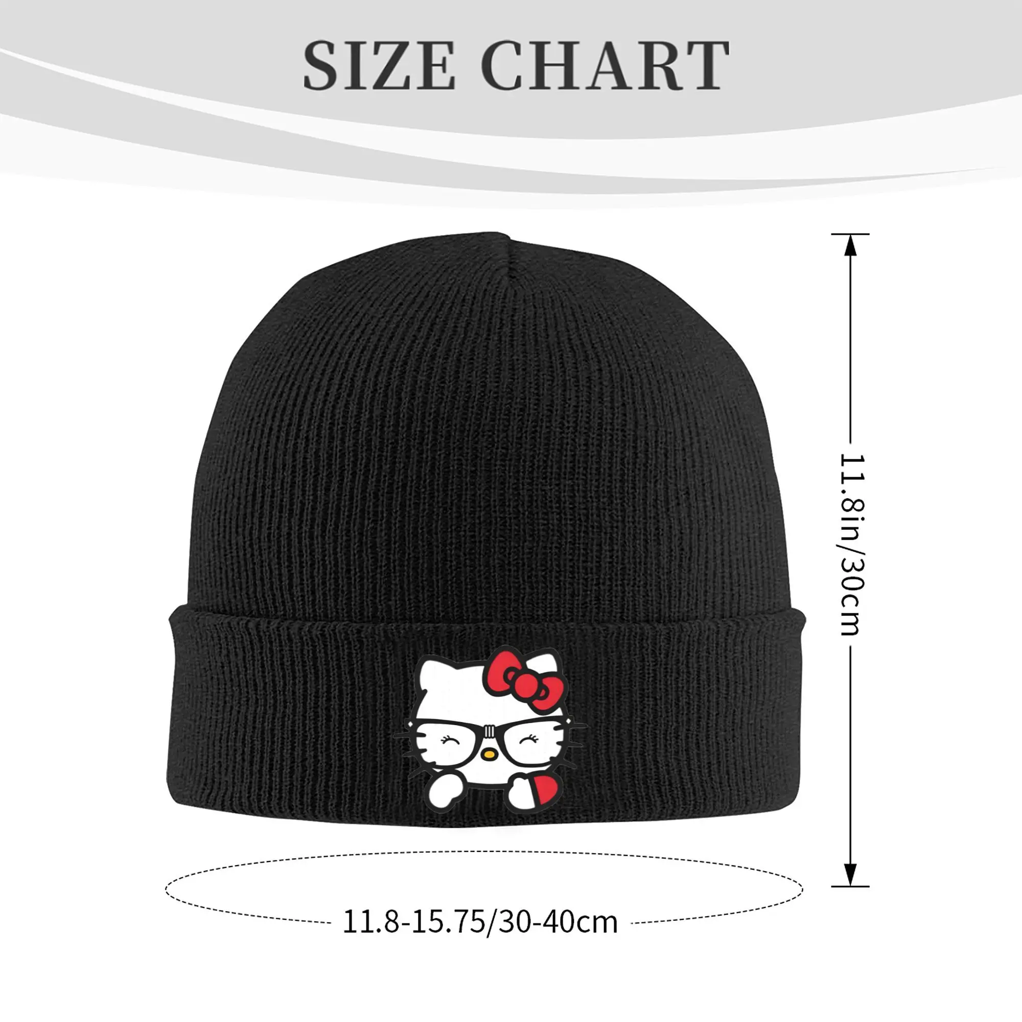 cute hello kitty glasses  Knit Skull Beanie For Women Men  Winter Warm Bonnet Hats