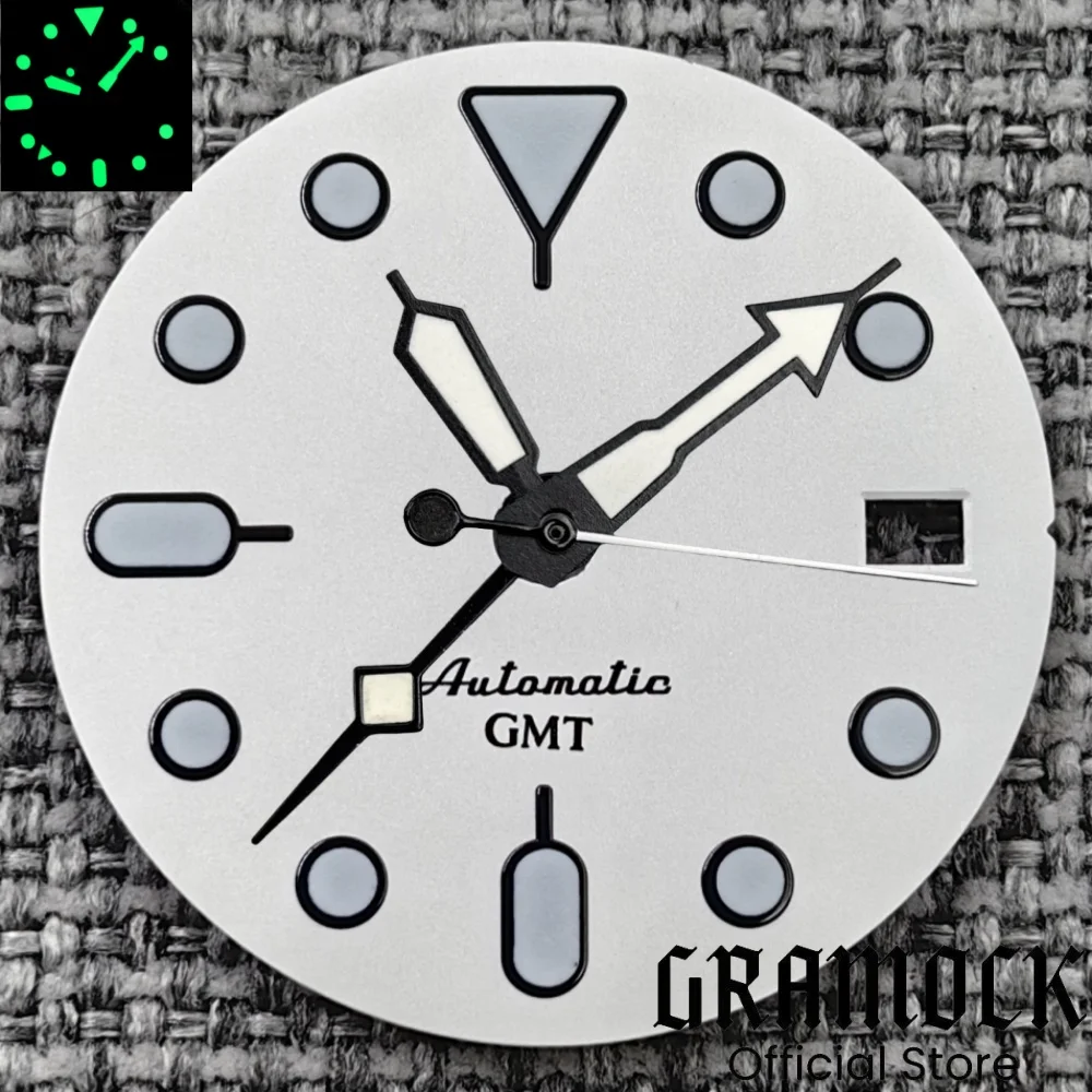 

Gramock 29 мм, синий, красный, черный, оранжевый GMT NH34, белый глянцевый циферблат со стрелками C3 Lume, подходит для механических часов NH34, модифицированные аксессуары