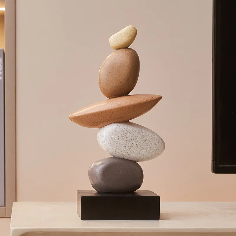 Stone Fortune Sandstone Effect Ornament Grey White Living Room TV Cabinet Decor Office Desk Gift