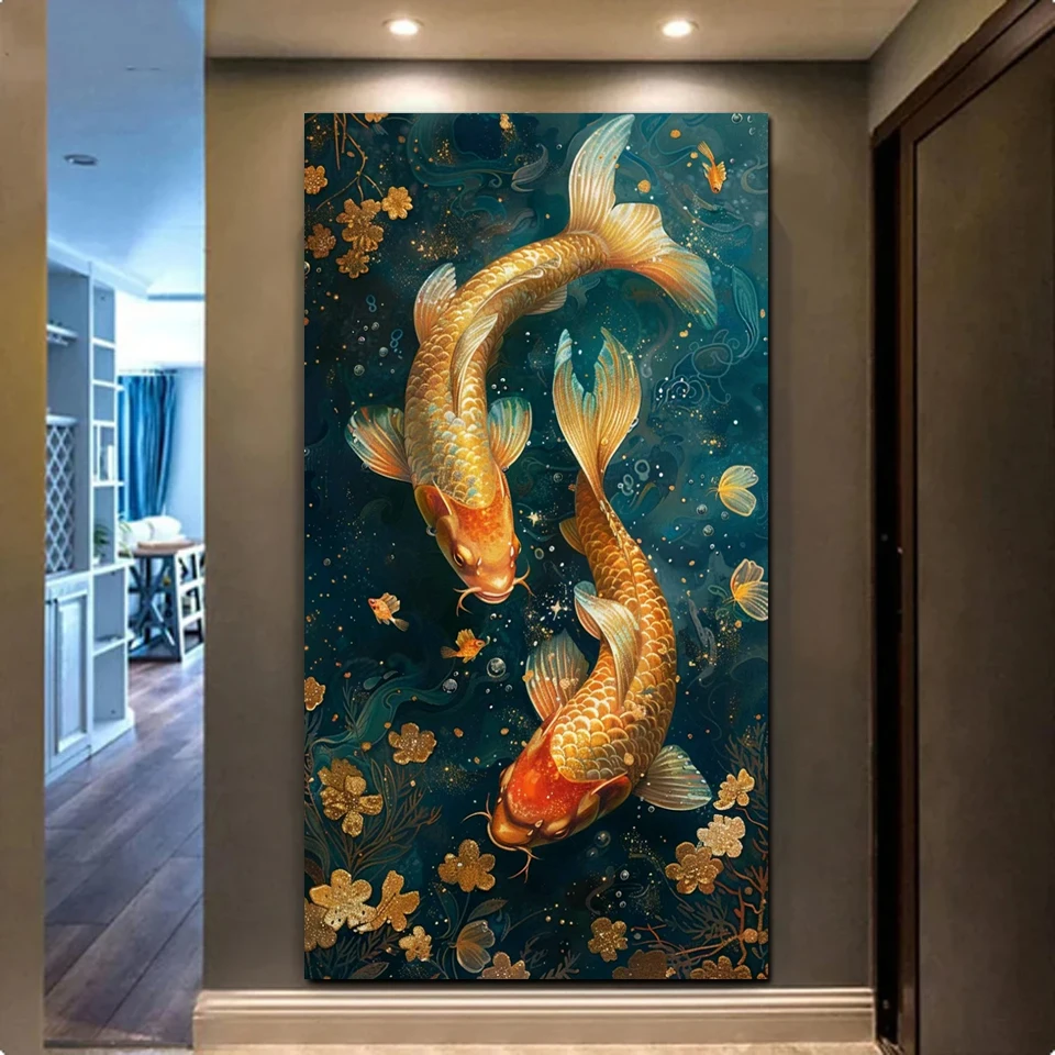 Large 5D Diy Diamond Painting New 2024 Koi Fish Embroidery Cross Stitch Kits Mosaic Diamond Landscape Home Decor