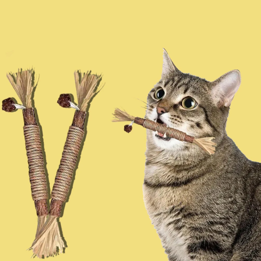 

4pcs Cat Chew Toys Durable Wooden Rope Kitten Teaser Interactive Cleaning Stick Home Pet Supplies Wear Resistant
