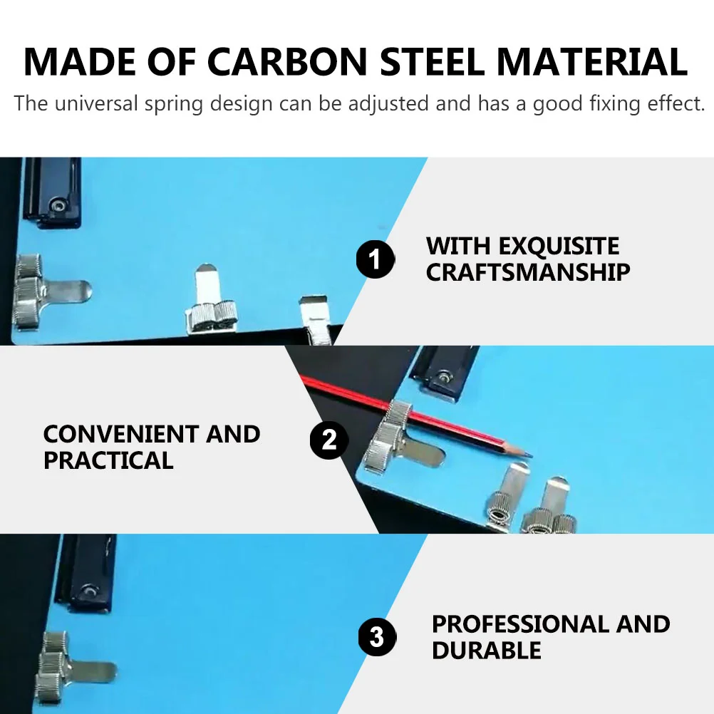 2 Pcs Beech Glasses Spring Clip Board Metal Pen Loop Office The Notebook Finger