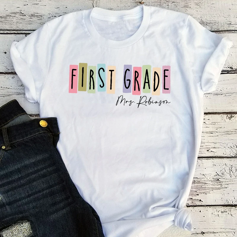 Back To School T-shirts First Grade Vintage Clothes First Day of School Tops Gaming School Shirt Teacher Gift Casual