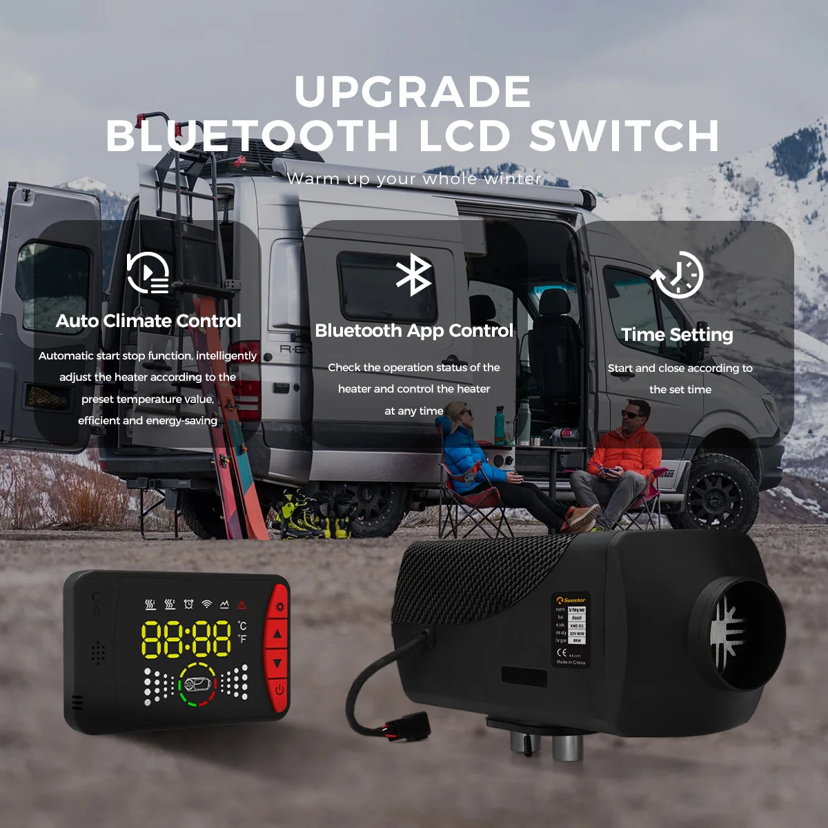 8KW 12V 24V Parking Diesel Air Heater, Upgrade LCD Switch& Smart Bluetooth Control & Ultra quiet oil pump For Truck Boat Camper