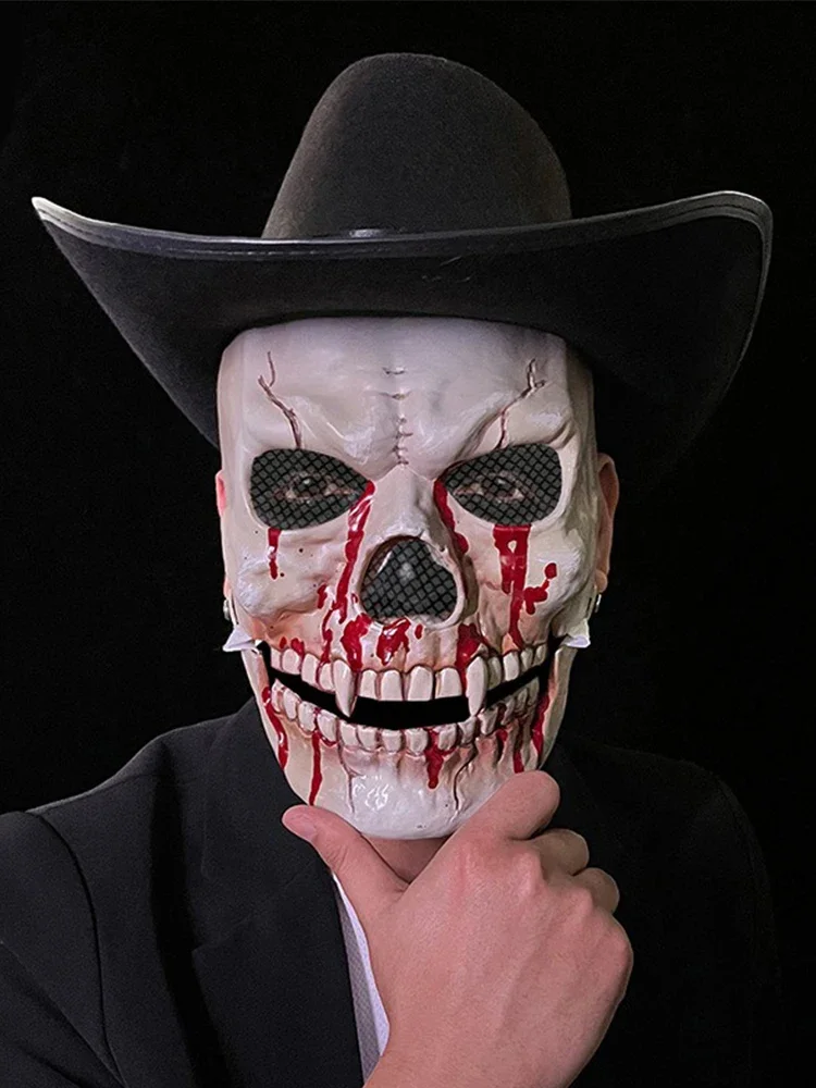 Halloween Skelett Maske Maskerade Kleidung Zubehör mit abnehmbarem Mund Skelett halbe Gesichtsmaske Party Kopfbedeckung Horror Maske