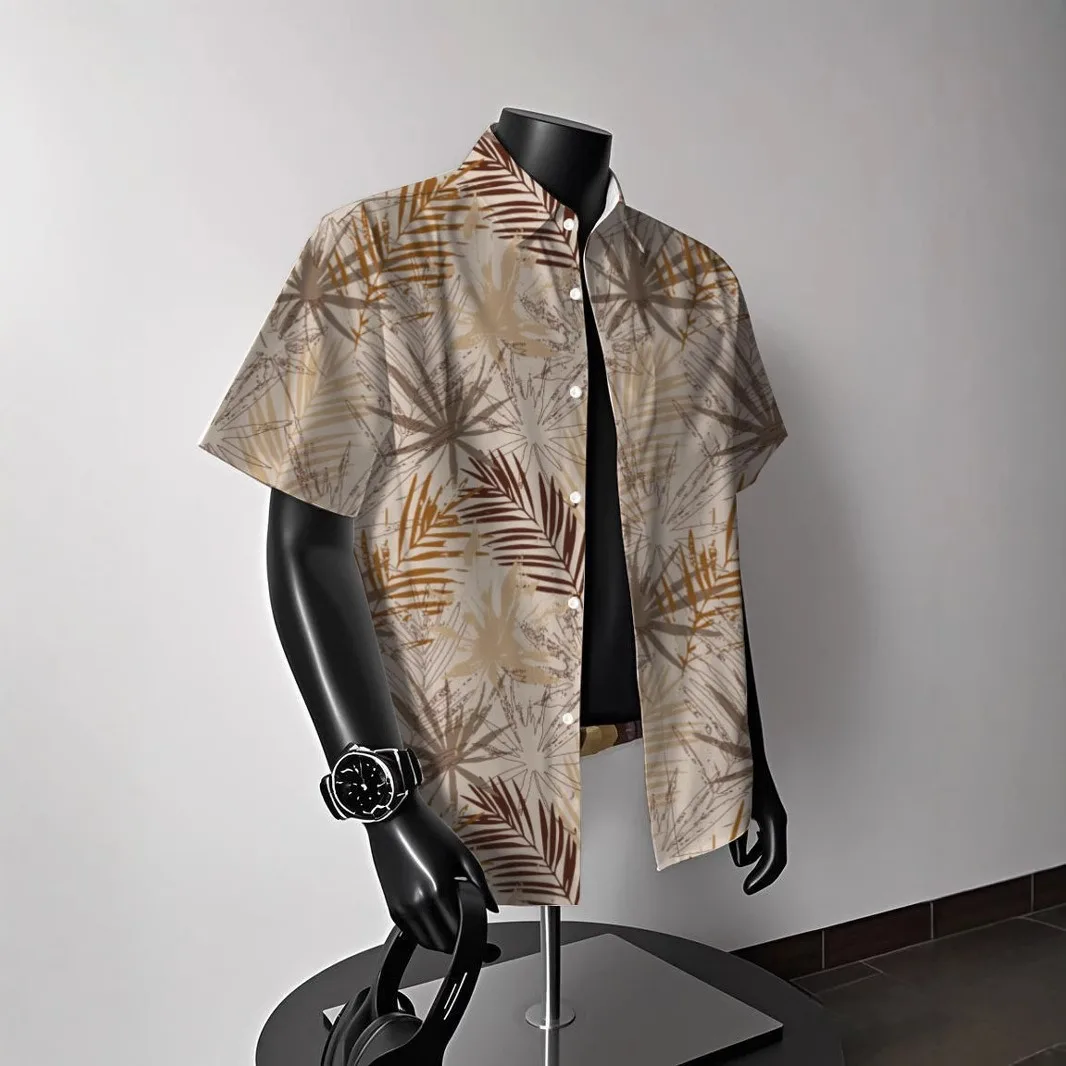 

Loose Fit Summer irt Men's plus Size ort Sve Beachwear Polyester Fiber Casual Printed Youth Trend Summer 2026