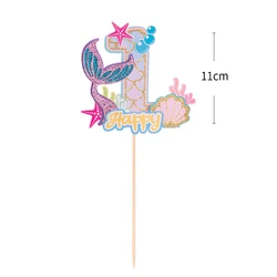 0-9 Mermaid Tail Numbers Cake Topper Baby Kids Happy Birthday Wedding Anniversary Party Cake Decor DIY Baking Cupcake Toppers
