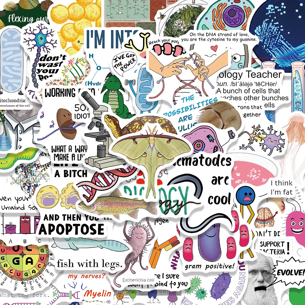 50PCS Biologie Aufkleber Wasserdicht Cartoon Laptop Gepäck Kunst Bild Wohnzimmer Motorrad Telefon Sammelalbum Schlafsaal Aufkleber