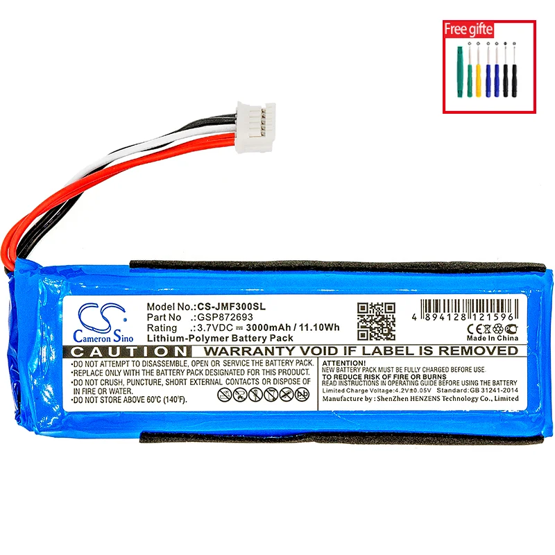 Cameron Sino Battery for JBL Flip 3 FLIP3GRAY.fits JBL GSP872693 P763098 03 battery.Replacement kaleidoscope battery.2000mAh