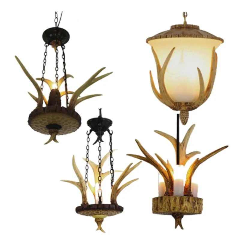 

Retro antlers chandelier entrance card seat bar chandelier creative resin aisle