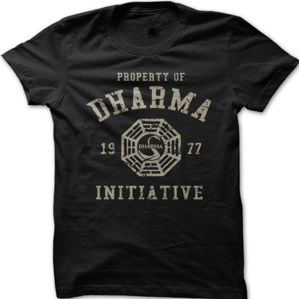 

DHARMAS Initiative 1977 LOST TV Show Printed T-Shirt, Cotton Round Neck Short Sleeve Regular Fit Comfort Casual Tops