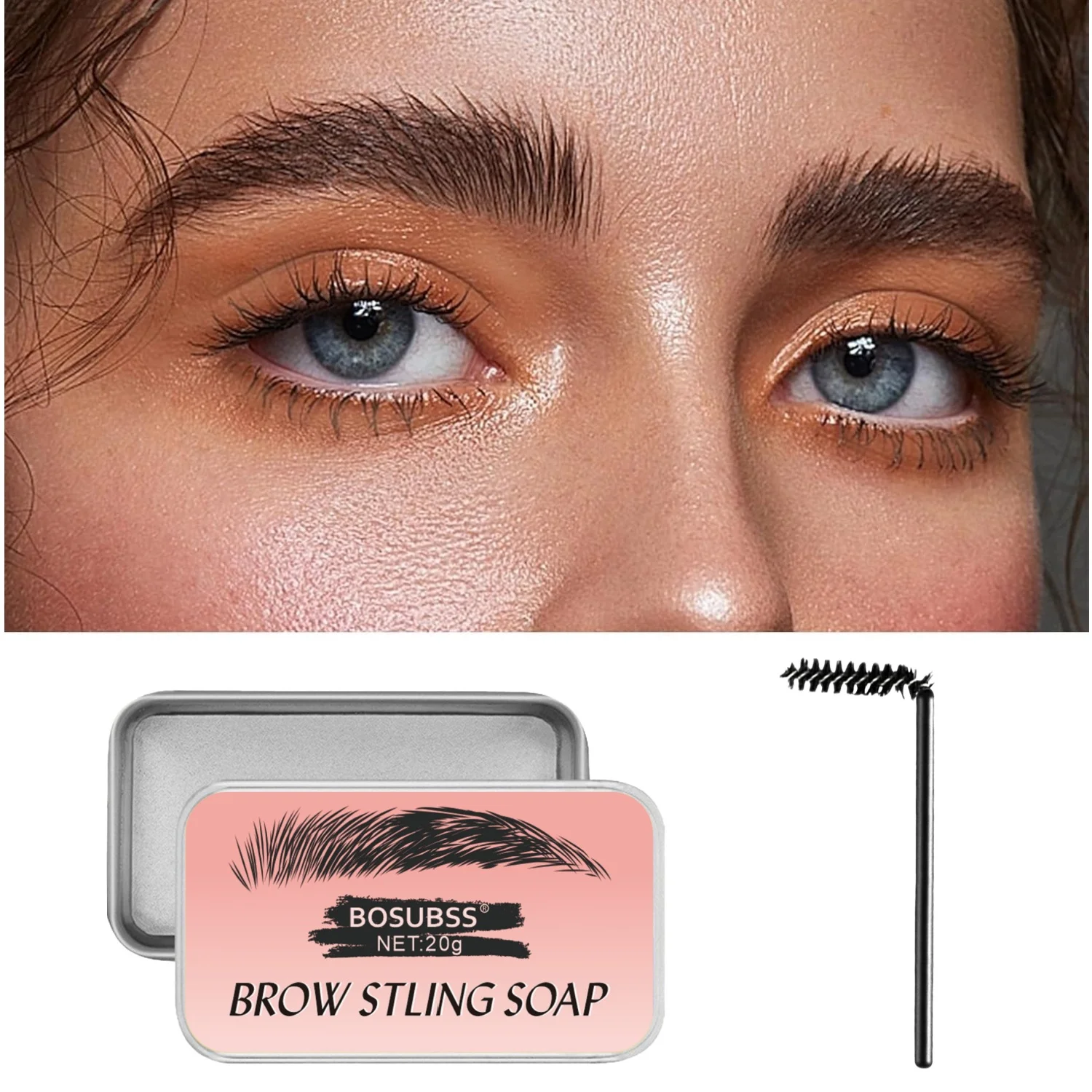 جل تصفيف الحواجب الشفاف - شمع شفاف قوي التحمل، مقاوم للماء، يدوم طويلاً، مقاوم للتلطخ، مثالي لتشكيل الحواجب اليومي