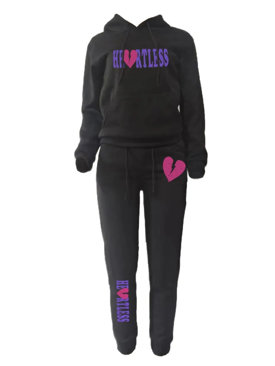 LW Plus Size women\'s matching tracksuit set Letter Print Tracksuit Set Autumn winter warm 2pcs set casual women clothing