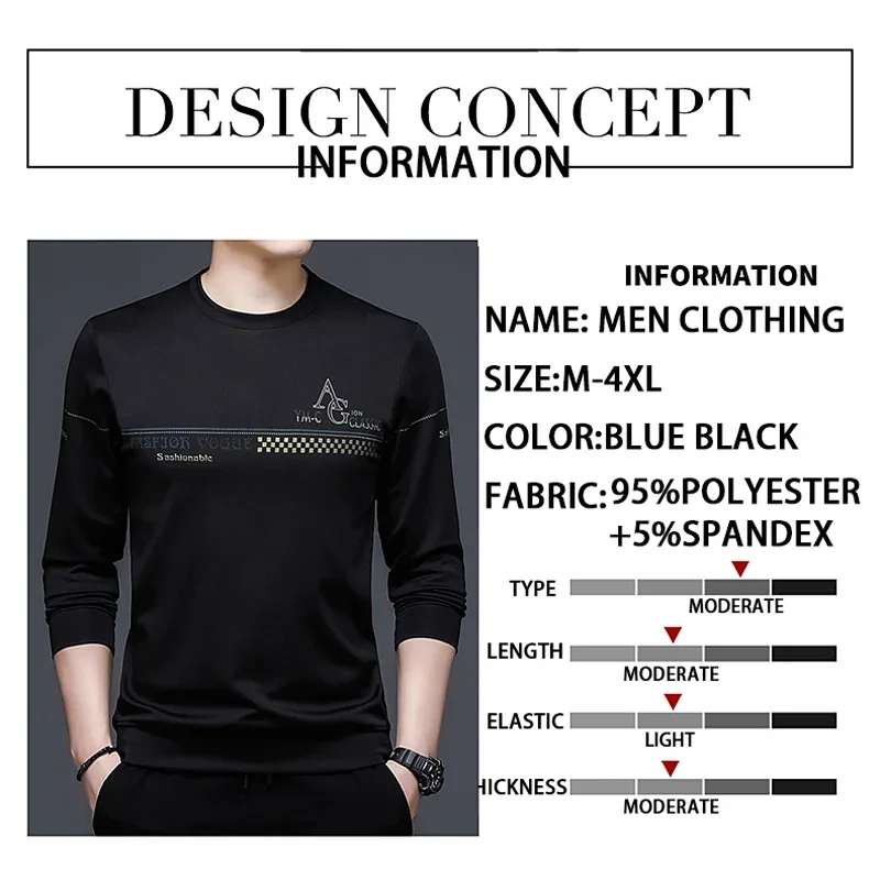 BROWON Autumn New Korean Men Clothes Long Sleeve Sweatshirt Men Casual Fashion Brand Pullover Solid Color Tops for Men M-3XL