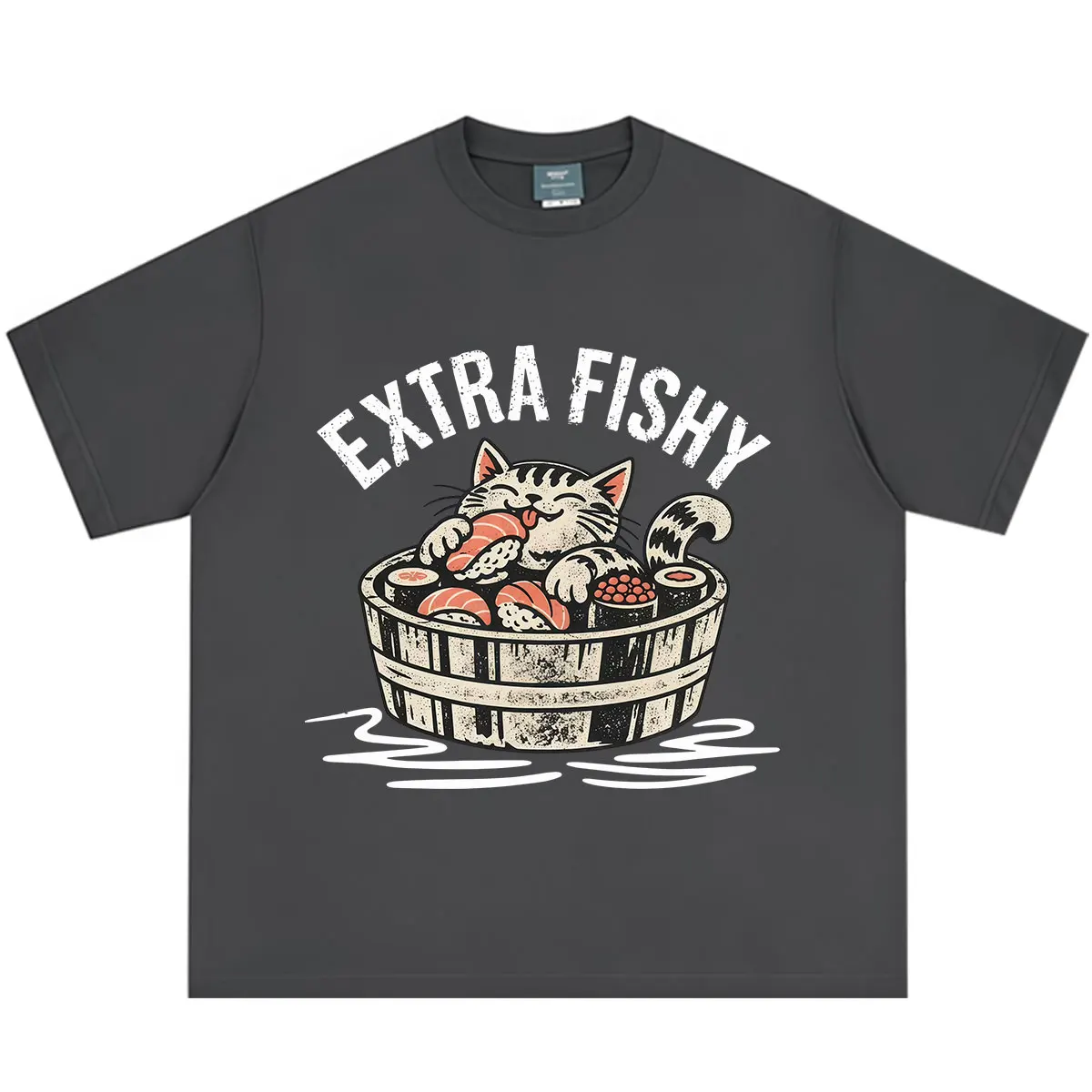 Extra Fishy Funny Cat Meme T-Shirt Men Women Fashion T-Shirt Summer Short-sleeved  Harajuku Cotton Losoe T-shirts Streetwear