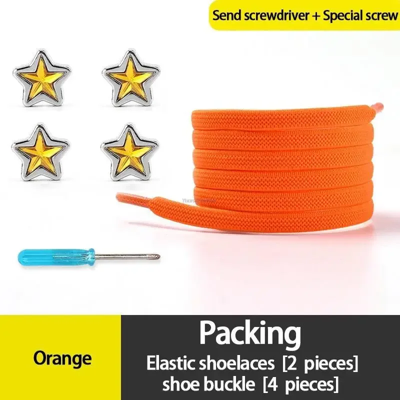 Strass-Schnürsenkel mit fünfzackigem Stern, bunte Diamant-Schnürsenkel ohne Binden, flache elastische Schnürsenkel, Schnürsenkel für Sneaker – Detail 15