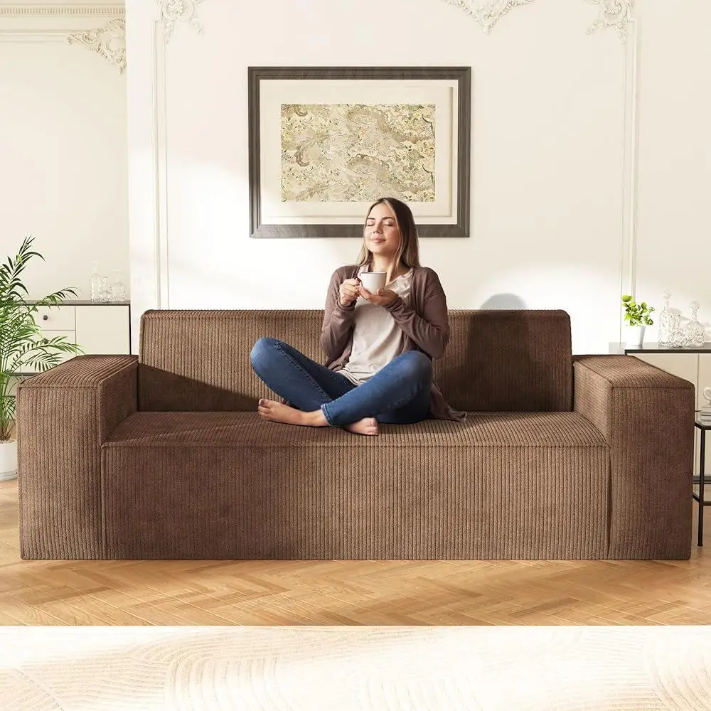 Sofa in a Box Memory Foam Loveseat Lightweight Easy Setup Modern Couch No Assembly Required Comfortable Velvet Upholstery