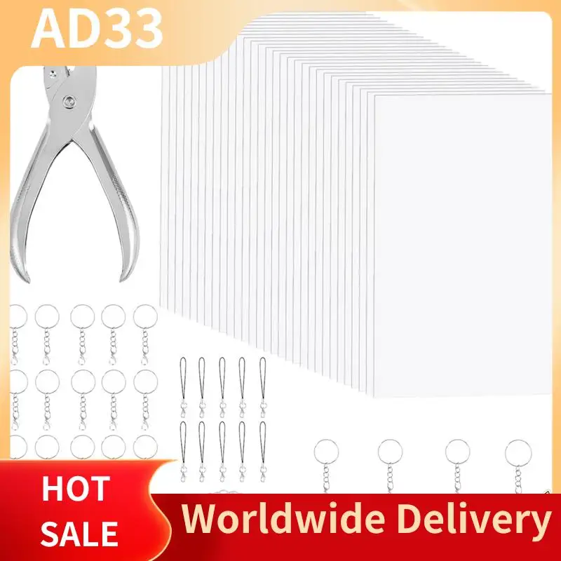 

【A28I 161 Pcs Shrink Paper Keychains With 30 Pcs Shrinky Plastic Sheets(7.9" X 5.7") Hole Punch, Lobster Clasps, Jump Rings DIY