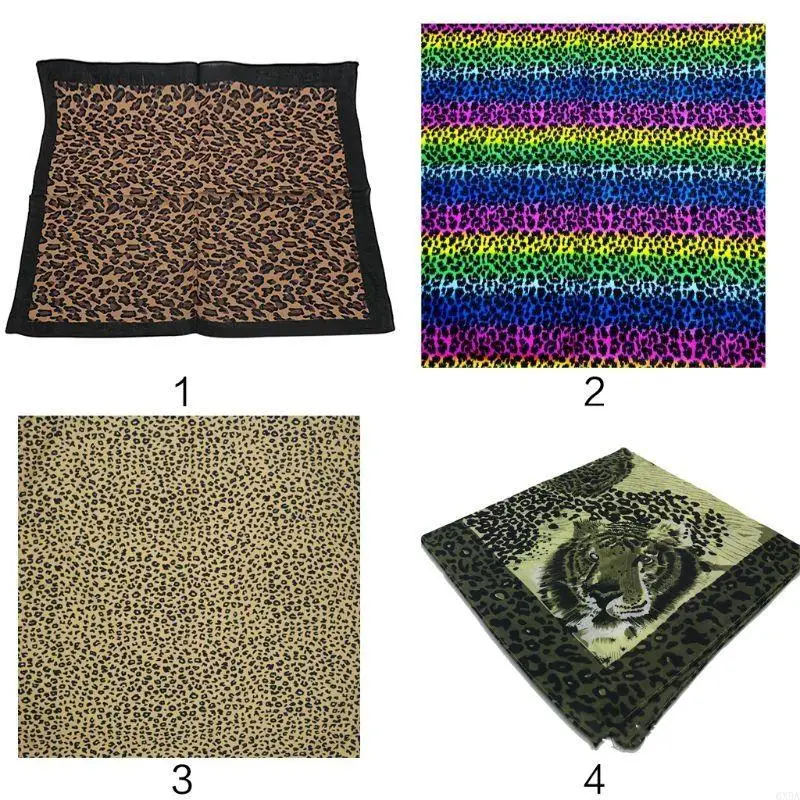 Bohemian Vintage Leopard Print Unisex Cotton Square Scarf Outdoor Cycling 6XDA
