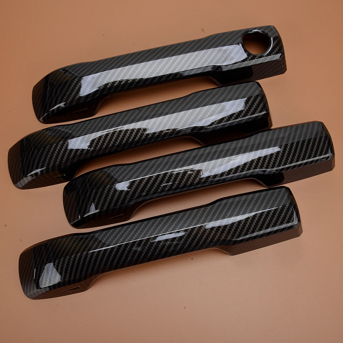 

1 Set Car Black Carbon Fiber Style Outer Door Handle Cover Trim Frame Fit for Toyota Tundra 2022 ABS New