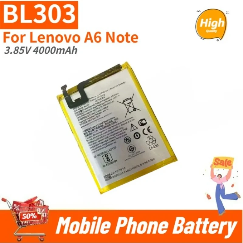 

BL303 High Quality Phone Battery 3.85V 4000mAh For Lenovo A6 Note Brand New Replacement Battery