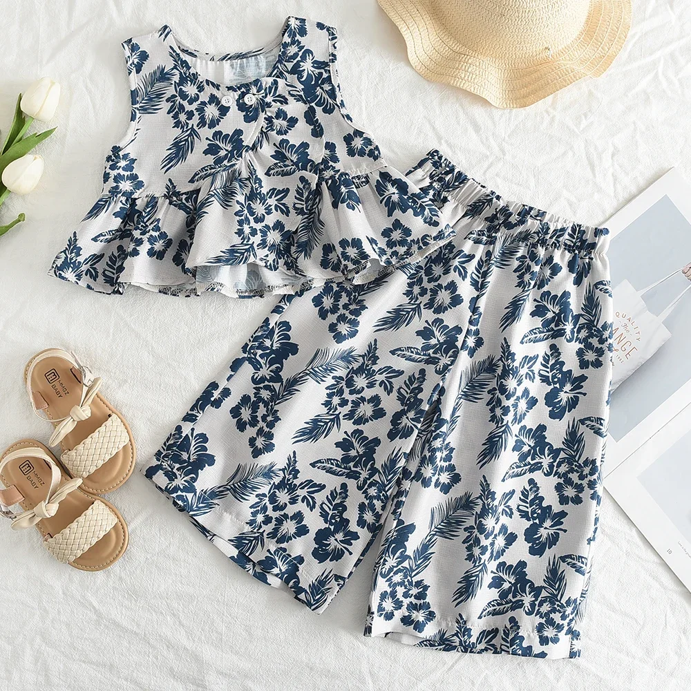Bär Führer Mädchen Anzug Sommer Neue Koreanische Mädchen Süße Spitze Hohl Hemd Gefälschte Zwei Denim Shorts Kinder Kleidung Mädchen Kinder Kleidung