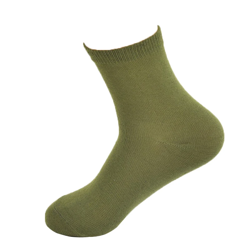 3 Pairs Men Socks Vintage Durable Wear-resistant Practical Solid Color Male Sock Mature High Quality Army Green Male Sock Meias