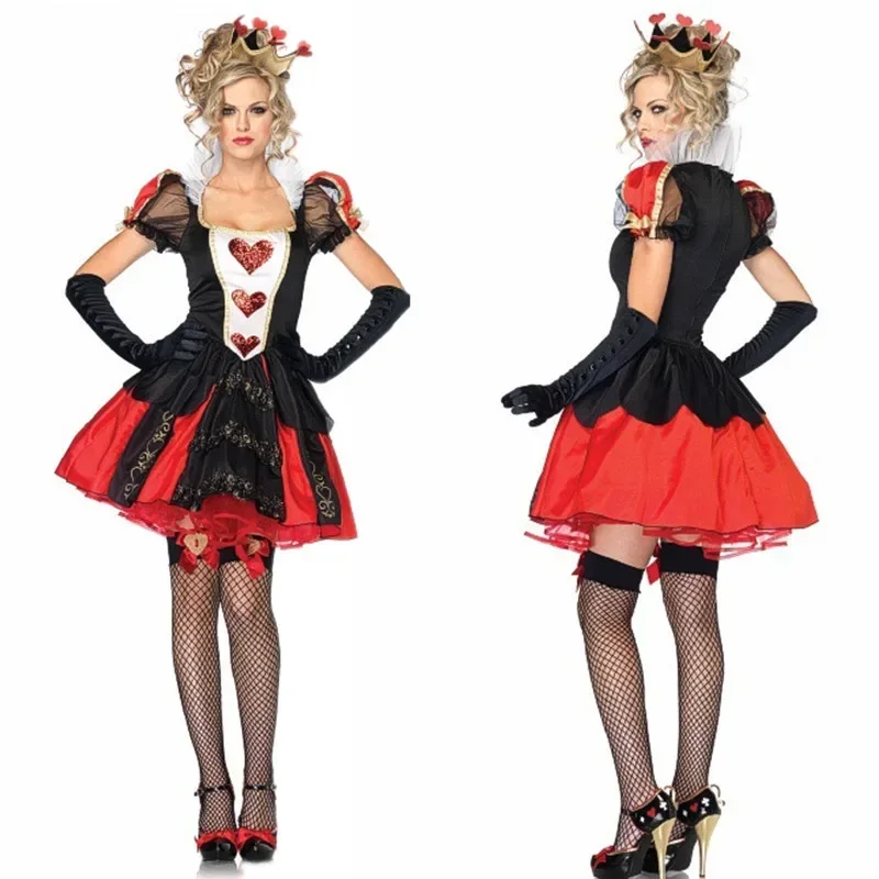 Vestido de Cosplay de Halloween para mujer, disfraz de Reina melocotón con corazón rojo, disfraz de Alice para club nocturno, disfraz de fiesta para mujer M17