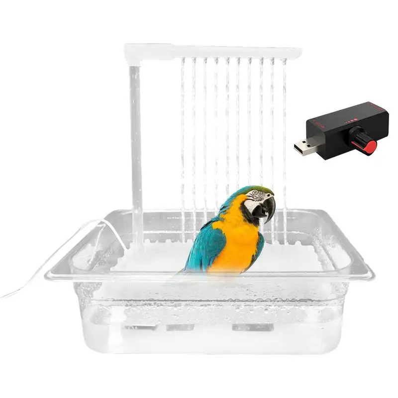 

Indoor Motorized Parrot Birdbath Automatic Bird Fountain USB Powered Bird Bathhouse Bathtub Circulating Filter Fountain Cage