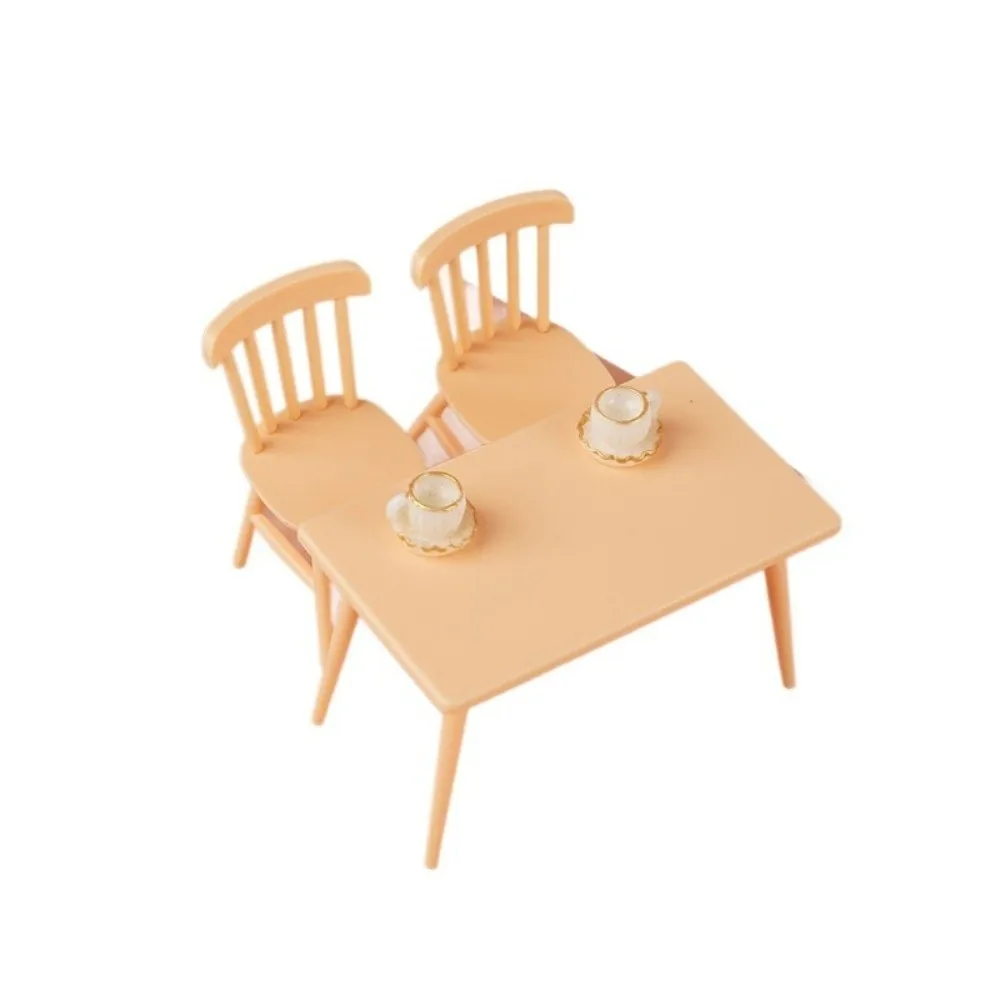 1 Set Ornament Simulation Miniature Table and Chair Model Mini Detailed for Plastic Dollhouse Scene Ornament Dollhouse Scene