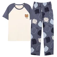Summer Sleep Lounge Pajama Short-Sleeved Women's Pajama Set Cartoon Pyjamas Pure Cotton Couple Sleepwear Home Fashion - Image 6