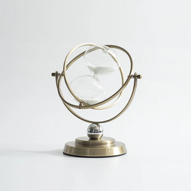 Nordic Creative Sandglass Timer 15/30 Minute Modern Luxury Office Desktop Decorations Alloy Material Countdown Geometry Design