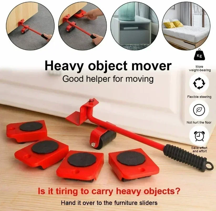 Lifter Wheels Mover Easy Moving Slider Tool Heavy Furniture Mover Roller Shifter Bar Hand Tools