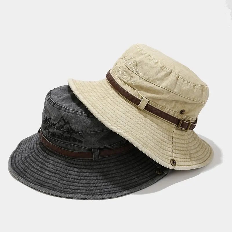 2022 Cotton Letter Embroidery Bucket Hat Outdoor Fisherman Travel Sun Cap For Men And Women 17